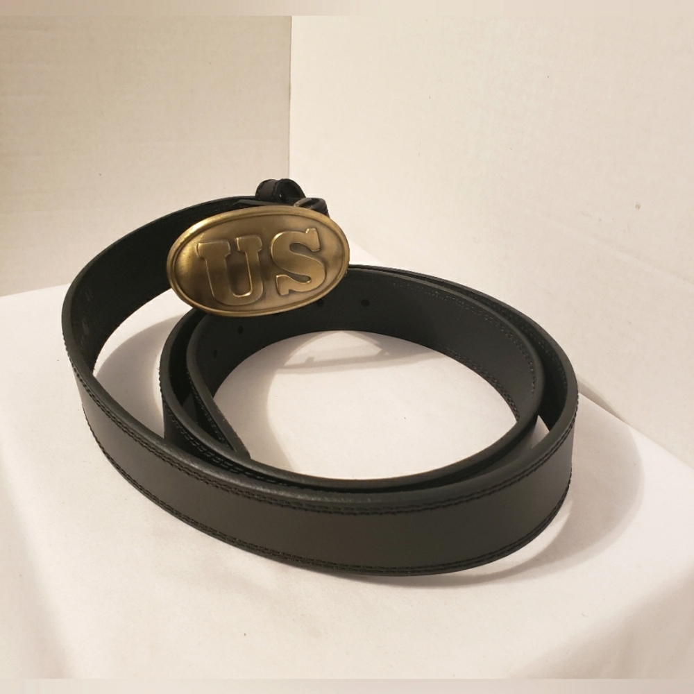 US Civil War Buckle Top Grain Leather Black Carhartt Belt Size:48